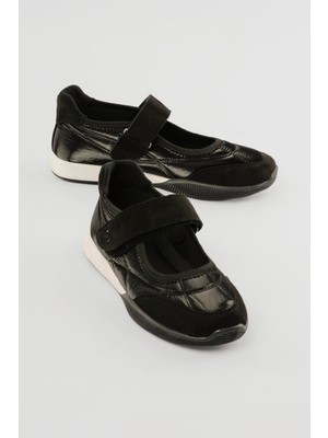 Mubiano Kadın Anorak Sneaker Babet Cırt Cırt Bantlı Süet Detaylı Serin Siyah