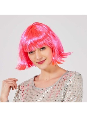 Ett Şeker Pembe Renk Parti Peruğu Küt Saç Dinç Store - 004982