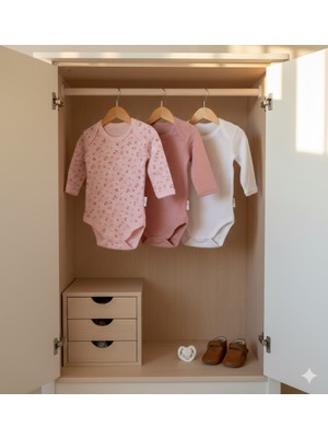 Gmn Collection Kız Bebek 3'lü Uzun Kollu Çıtçıtlı Body Seti