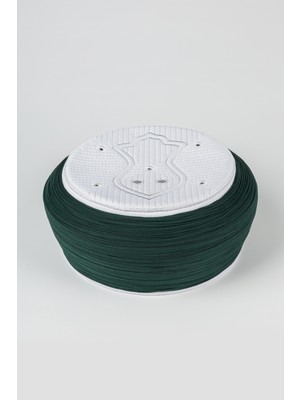 Sarıkhane Namaz Sarığı - Yeşil Kumaş - Beyaz Takke - Yuvarlak Sarım - Nâli Şerif - 5 Metre