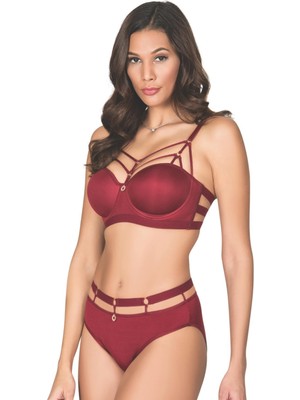 İlkyaz Fashion Ieg™ Biye Şeritli Halkalı Sütyen Takım Kadın 5045