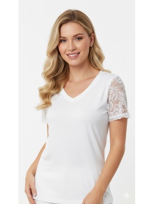 İlkyaz Fashion Ieg™ Şahinler Lycra Yarım Kol Beyaz B256