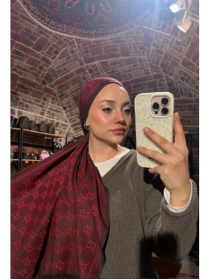 De Rosa G Desen Çift Taraflı Jakar Şal-Bordo