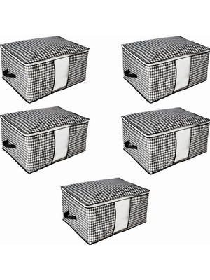 Hype Store Aee® 5 Adet Mega Boy Pencereli Hurç Seti 64X46X34 Büyük Boy Yorgan Hurcu Battaniye Yastık Baza Altı