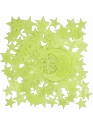 Hype Store Giraffe Sticker Karanlıkta Parlayan Fosforlu Ay ve Yıldız Tasarımlı Dekoratif (200 Adet Yıldız)