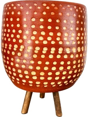 Hype Store Bitki Tasarımı Ev Dekorasyon Aksesuar Beyaz Nokta Desenli Toprak Saksı Saksılık Salon Çiçeklik 3 Aya