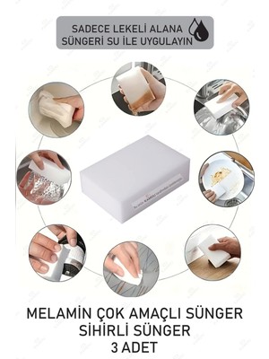 Mucit Home 3 Adet Melamin Sünger, Çizik Giderici Sünger, Duvar Temizleme Süngeri, Silgi Sünger, Sihirli Sünger
