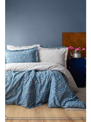 Apricitas Home Leros Indigo Tek Kişilik %100 Pamuk Dört Mevsim Set