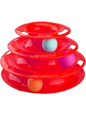 Hype Store Tower Of Tracks Toplu Yuvarlak Kedi Oyuncağı Kedi Eğlencesi Kırmızı