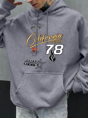 California Glory Basketbol Numarası 78 Baskılı Erkekler Kapüşonlular Polar Kazak Cep Hoody Mo