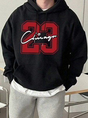 Chicago Number 23 Yaratıcılık Baskı Erkek Kapüşonlular Yumuşak High Street Top Spor Hip Hop T