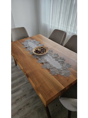 Zesa Home Lüks Fransız Dantelli Keten Gardeya Runner