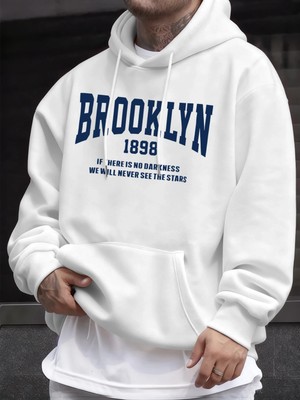 Brooklyn New York 1898 Baskı Erkek Kazakları Vintage Sıcak Moda Kapüşonlular Günlük Yumuşak G