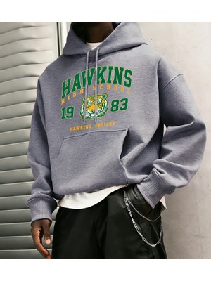Hawkins Lisesi 1983 Baskılı Erkek Hoody Moda Sıcak Kapüşonlular Polar Hip Hop Spor Giyim Cep