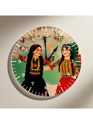 Zerya Jin Jiyan Azadi Yöresel Kadın Tasarımlı Duvar Saati