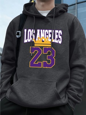 Los Angeles 23 Baskı Erkek Kapüşonlular Sonbahar Cepli Tişörtler Temel Polar Sıcak Büyük Bede