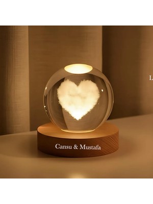 Hediyesahibi Kişiye Büyük Boy Sevgililer Günü Özel – Işıklı Cam Küre Içinde Kalp  8cm