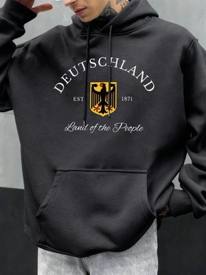 Almanya Halkın Ülkesi Desen Erkekler Kapüşonlular Cep Trendy Sokak Giyimi Tüm Maç Hip Hop Hoo