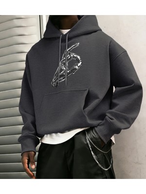 Ok Jest Yaratıcı Baskılar Erkek Temel Kapüşonlular Moda Günlük Uzun Kollu Bol Retro Kazaklar