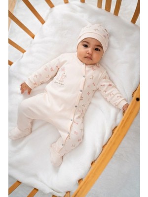 Bubbles %100 Organik Pamuk Fiyonklu Tavşan Kız Bebek Tulum