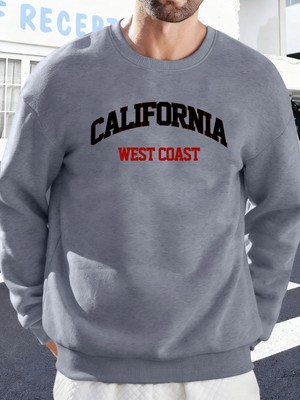 Kaliforniya Batı Yakası Baskılı Sonbahar Kazak Çift Spor Polar Sweatshirt Sokak Modası Sokak