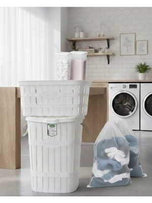 Buclee Halatlı Çamaşır Sepeti ve Düzenleyici Seti 65L + 40L + 3.2l Deterjanlık + Mega Çamaşır Filesi