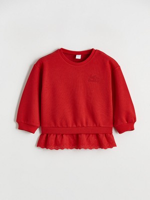 Lcw Kırmızı Fisto Detaylı Kız Çocuk Kalın Sweatshirt