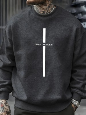 Way Maker Line Basit Baskılı Erkek Kazak Tüm Maç Polar Tişörtü Sonbahar Çok Renkli Erkek Soka