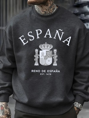 Espana Country Prints Erkek Kazakları Yumuşak Günlük Tişörtler Sonbahar Büyük Beden Sokak Giy