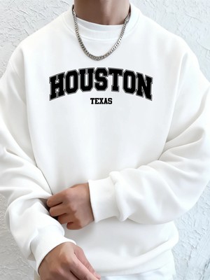 Houston Texas Sanat Mektup Baskı Erkek Sonbahar Sıcak Tişörtü Rahat Moda Kapşonlu Spor Uzun K