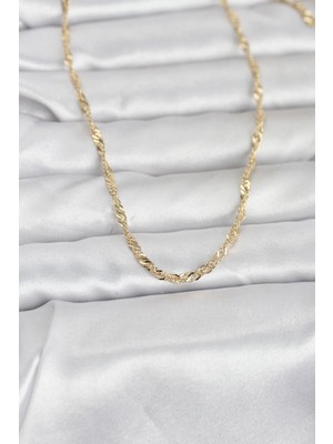 Karahanbey cm 14K Gold Renk Burgu Yassı Model 60 cm Kadın Kolye - Lisinya
