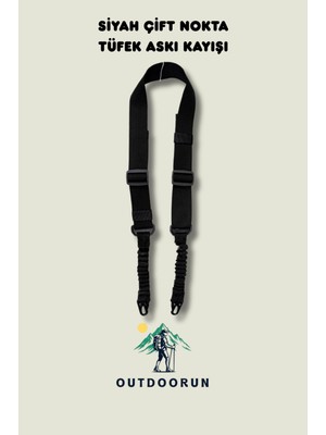 Outdoorun Siyah Yaylı Çift Nokta Askı Kayışı