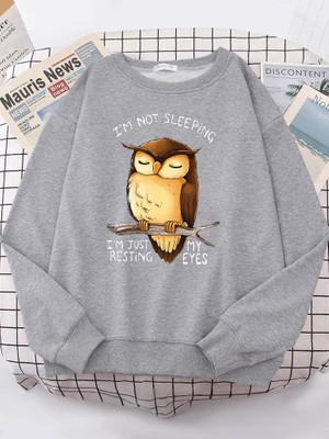 Ben Sadece Benim Gözler Dinlenme Baykuş Kadınlar Hoodie Harajuku Polar Hoody Moda Bisiklet Ya