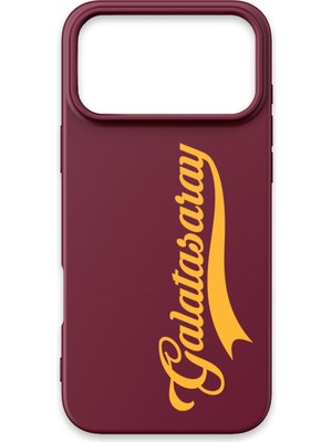 iPhone 17 Pro Uyumlu Galatasaray El Yazı Bordo Silikon Lisanslı Telefon Kılıfı