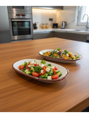  porselen kayık tabak 2'li ve 4'lü setler halinde sunumluk hediyelik