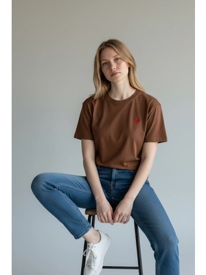 Cemo Kalp Nakışlı Bisiklet Yaka Siyah Tişört