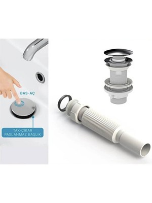  pop-up bas aç körüklü lavabo sifonu - aç kapa sifon - opı82