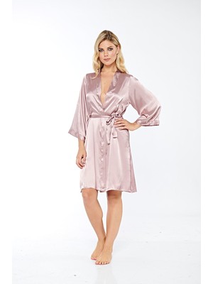 İlkyaz Fashion Ieg™ Vizon Ipek Saten Sabahlık - 14006