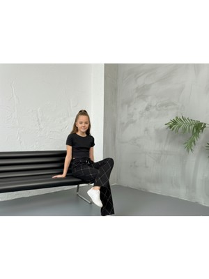 Cubbux Kız Çocuk&genç  Taşlı Pantolon Wide Leg Bol Paça Kumaş Beli Lastikli