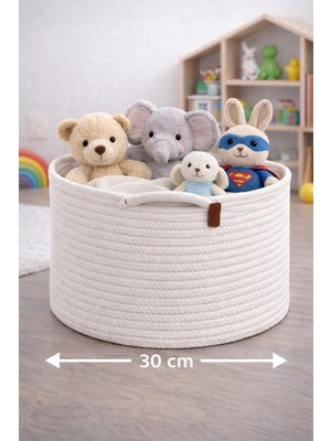 Çok Amaçlı Örgü Düzenleyici Sepet, Oyuncak Sepeti, Kirli Sepeti Bohem Dekorasyon Organizer Ortaboy