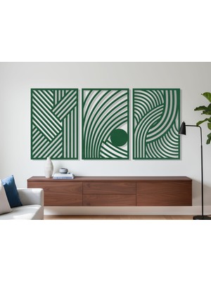 3 Parça Modern Geometrik Ahşap Duvar Tablosu Seti – Dekoratif Mdf Tablo