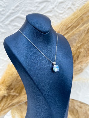 Livora Jewelry 925 Ayar Gümüş Baget Mistik Topaz Taşlı Özel Tasarım Kadın Kolye