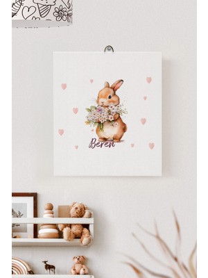 Lilabio Isme Özel Çocuk Odası Kanvas Tablo Tavşan (17X21 Cm)