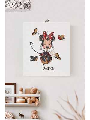 Lilabio Isme Özel Çocuk Odası Kanvas Tablo Minnie (17X21 Cm)