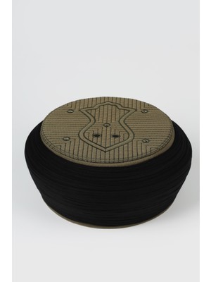 Sarıkhane Namaz Sarığı - Siyah Kumaş - Yeşil Takke - Yuvarlak Sarım - Nâli Şerif - 7 Metre