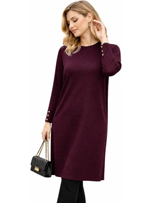 Stilmony Kadın Mevsimlik Petek Desen Uzun Büyük Beden Triko Kazak