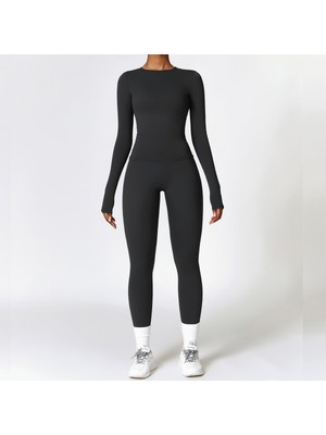 Yuna Sport Kadın Yüksek Bel Toparlayıcı Spor Tayt ve Uzun Kollu Spor Üst Spor Takımı