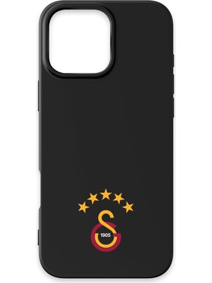 iPhone 16 Pro Max Uyumlu Galatasaray 5 Yıldız Arma Siyah Silikon Lisanslı Telefon Kılıfı