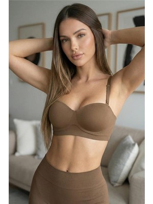 Kahve Silkair Cocoaback Çapraz Askılı Destekli Sütyen – Push-Up, Sırt Dekolteli, Kopçalı, Ayarlanabilir Askı