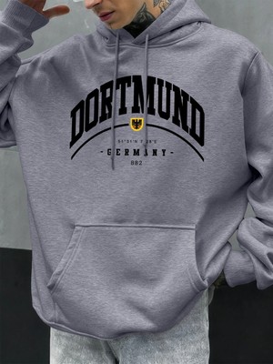 Dortmund Almanya Mektup Desen Sonbahar Hoody Erkekler Rahat Büyük Boy Kapüşonlular Moda Polar